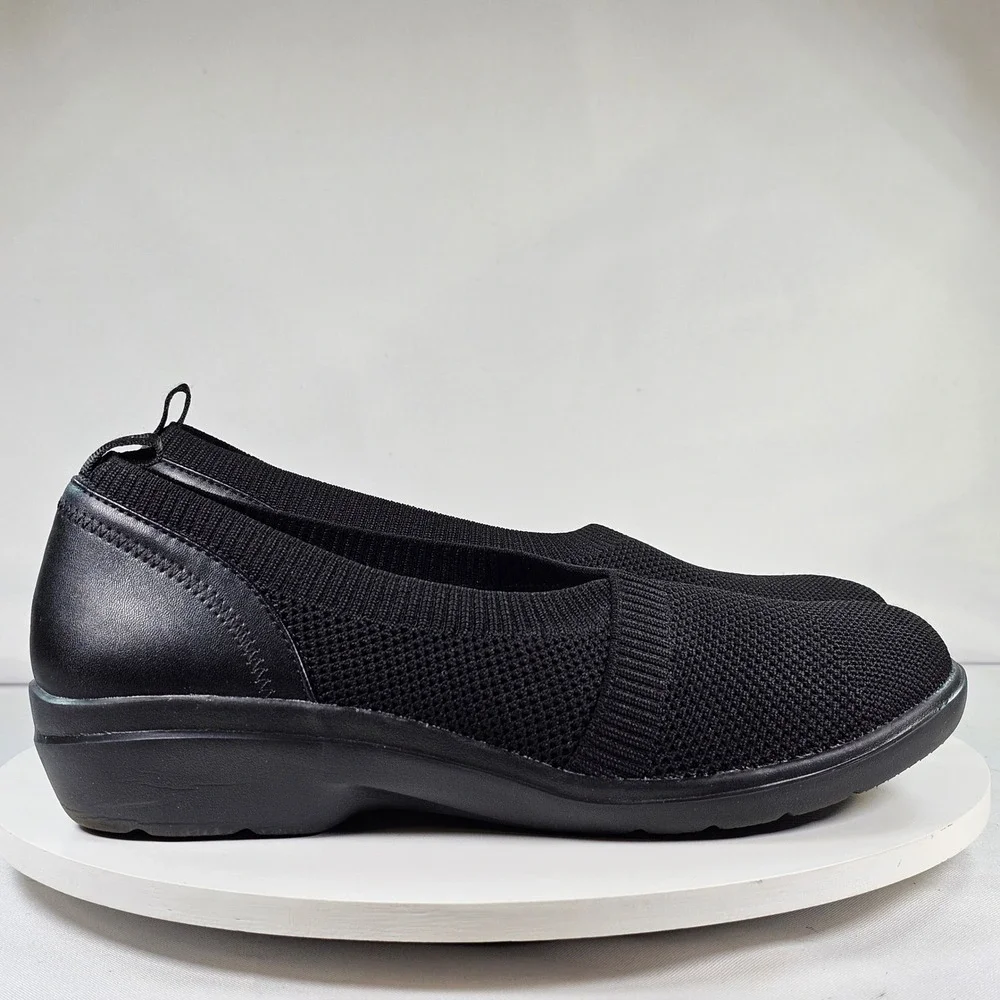 Clarks Collection Sashlyn Cloudsteppers Black Knit Slip On Wedge Shoes Womens 8‎